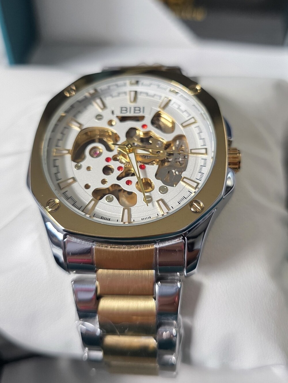 342.  BiBi Two-Tone Skeleton Watch - Gold, Silver, White